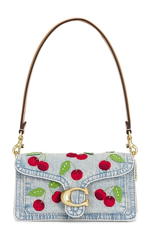 Cherry Embroidered Denim Tabby 20 Shoulder Bag Coach