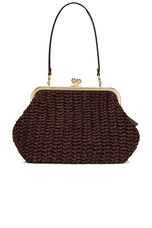 Large Weave Straw Kisslock Frame 27 Bag Coach