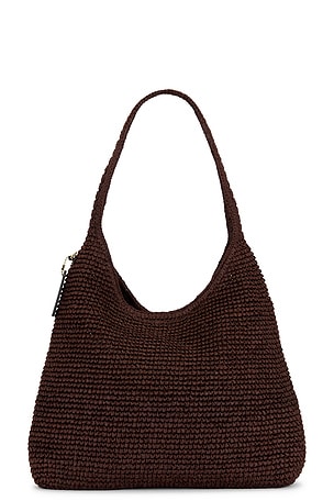 Coach Refined Weave Straw Brooklyn 34 Shoulder Bag in Mauve