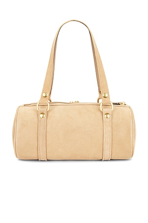 Coach Originals Suede Kisslock Barrel Bag in Beige
