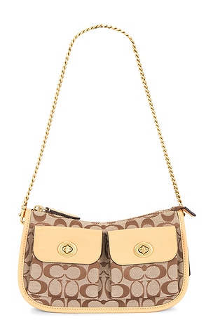Originals Sateen Signature Jacquard Twin Turnlock Waverly Shoulder Bag Coach