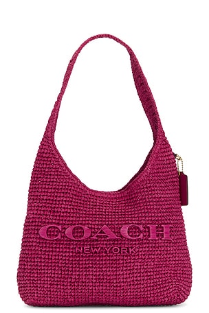 SAC PORTÉ ÉPAULE REFINED WEAVE STRAW BROOKLYN SHOULDER BAG 28 Coach