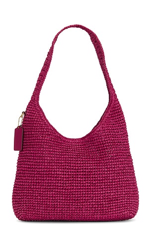 Coach Refined Weave Straw Brooklyn Shoulder Bag 28 in Fuchsia