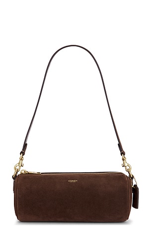 Coach Suede Barrel Bag in Chocolate