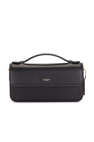 Coach Refined Calf Leather New York Elora Top Handle Crossbody Bag in Black