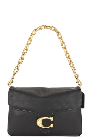 Coach Smooth Leather Chain Tabby Handbag in Black