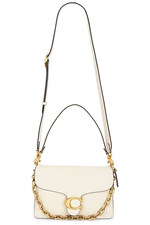 Coach Smooth Leather Chain Tabby Handbag in Cream