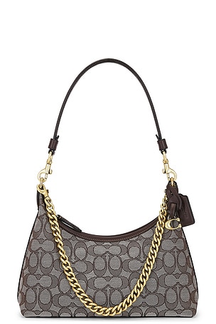 Coach Signature Jacquard Juliet Shoulder Bag 25 Oak Maple in Taupe