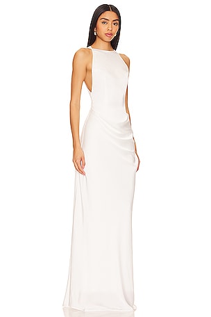 Ceren Ocak Satin Dress in White