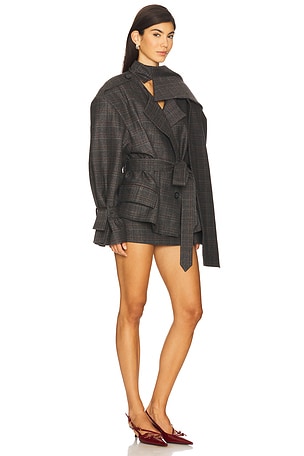 Ceren Ocak Cape Detailed Jacket in Grey. Size XS. Also