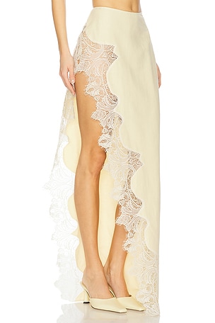 Ceren Ocak Lace Detailed Skirt in Lemon
