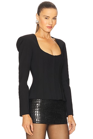 Ceren Ocak Corset Detailed Shirt in Black