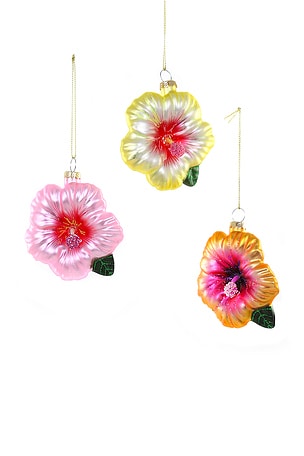 ADORNOS SET OF 3 HIBISCUS ORNAMENTS Cody Foster & Co