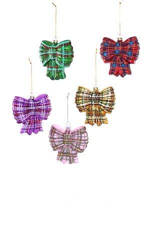 Plaid Bow Ornament Set of 5 Cody Foster & Co