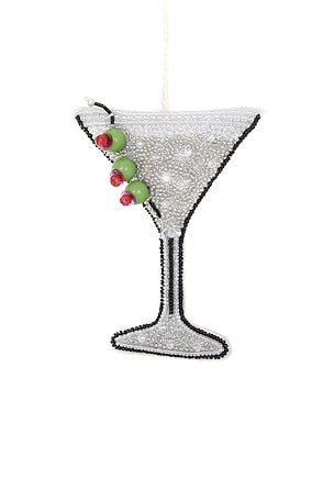 Cody Foster & Co Sequin Martini Ornament in Metallic Silver