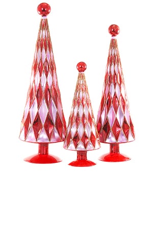 Mid Century Diamond Trees Ornament Set Of 3 Cody Foster & Co
