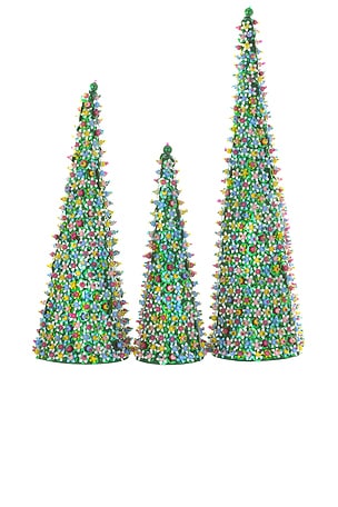Beaded & Sequined Trees Ornament Set Of 3 Cody Foster & Co
