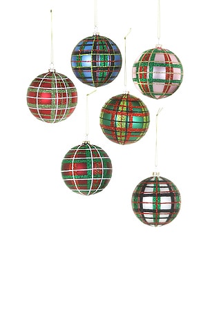 Mad For Plaid Bauble Ornament Set Of 6 Cody Foster & Co