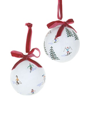 Downhill Skier Bauble Ornament Set Of 2 Cody Foster & Co