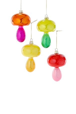 DÉCORATION CODY FOSTER & CO COLOR BLOCK SPINDLE MUSHROOM ORNAMENT SET OF 4 Cody Foster & Co