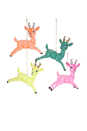 Leaping Kitsch Deer Ornament Set Of 4 Cody Foster & Co