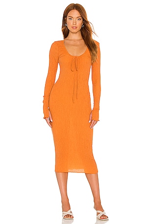 Camila Coelho Naya Midi Dress in Sunset Orange | REVOLVE