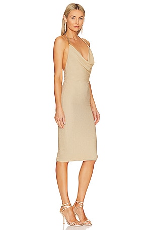 Camila Coelho Analu Midi Dress in Metallic Neutral