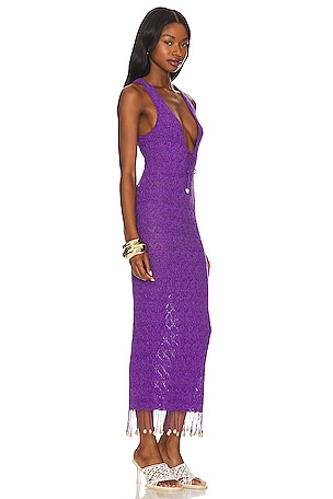 Camila Coelho Abeni Keyhole Midi Knit Dress in Purple