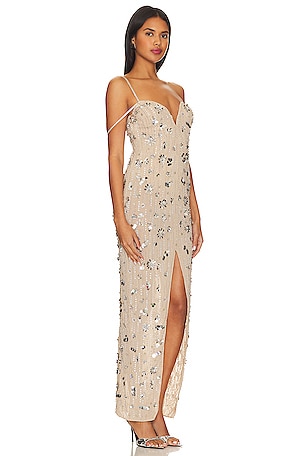 Camila Coelho Tonia Embellished Maxi Dress in Neutral