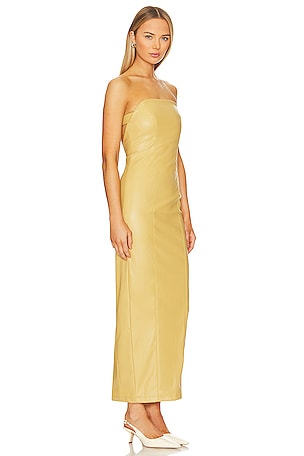 Camila Coelho Bruna Faux Leather Maxi Dress in Yellow