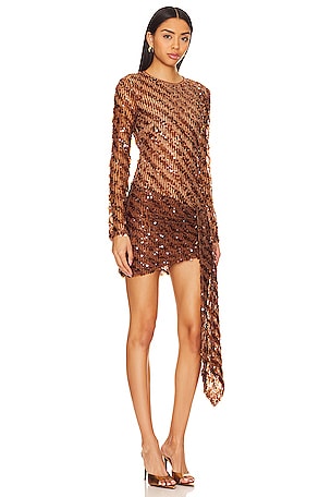 Camila Coelho Cataleya Sequin Mini Dress in Metallic Bronze