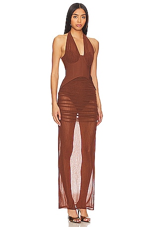 Camila Coelho Carolina Midi Dress in Brown