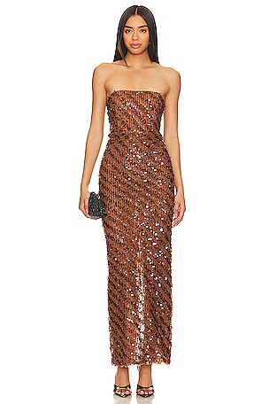 x REVOLVE Strapless Shirred Front Fishtail Gown