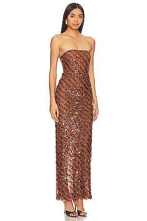 Camila Coelho Cartagena Maxi Dress in Metallic Bronze