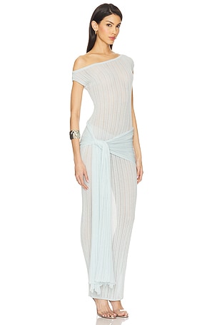 Camila Coelho Callie Sheer Midi Knit Dress in Baby Blue