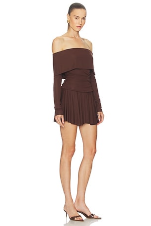 Camila Coelho Olesya Mini Dress in Chocolate