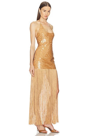 Camila Coelho Ankira Maxi Dress in Metallic Bronze
