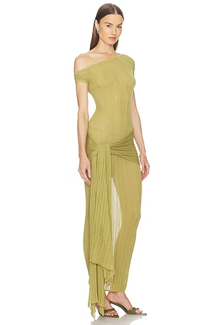 Camila Coelho Callie Sheer Midi Knit Dress in Green