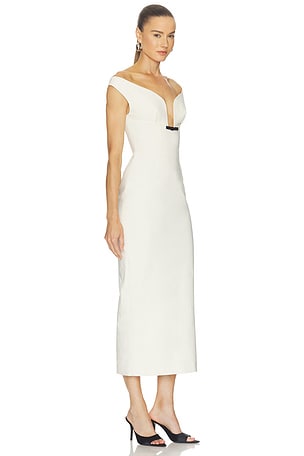 Camila Coelho Aurora Midi Dress in Ivory. Size XXS. Also