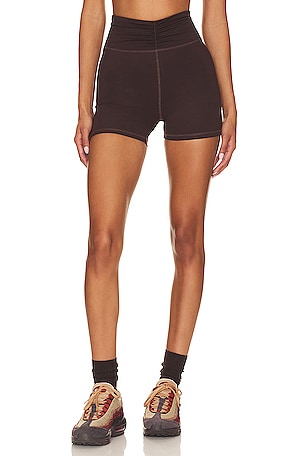 Nike Yoga Luxe 7in Short in Black & Dark Grey Smoke
