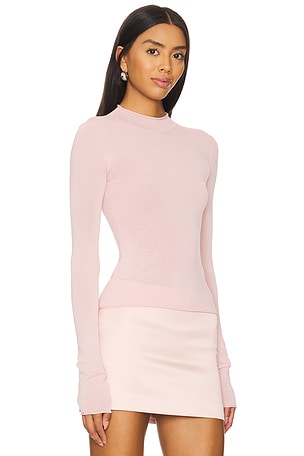 Camila Coelho Pauline Mock Neck Sweater in Pink