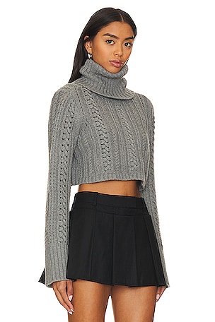 Camila Coelho Daria Cable Sweater in Grey