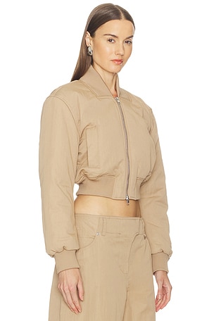Camila Coelho Maiara Bomber Jacket in Taupe
