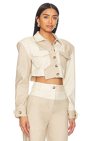 Camila Coelho Araceli Cropped Jacket in Neutral