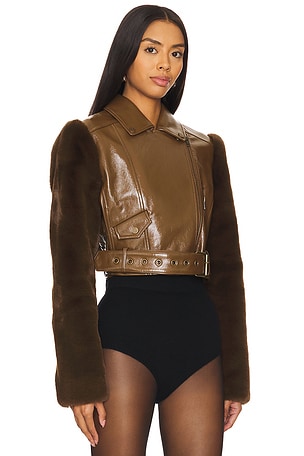 Camila Coelho Florencia Moto Jacket in Brown