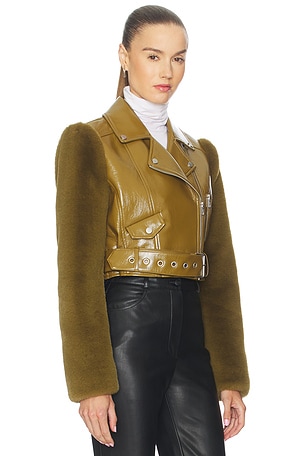 Camila Coelho Florencia Moto Jacket in Olive
