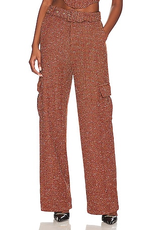 Free People Plaid Jules Pant in Rust Combo