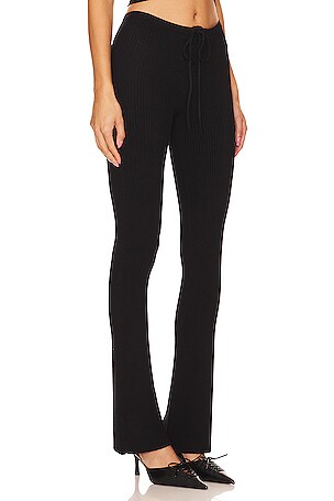 Camila Coelho Artemis Lace Up Knit Pant in Black