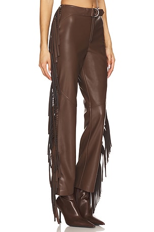 Camila Coelho Iza Faux Leather Pant in Chocolate