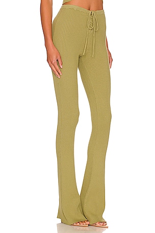 Camila Coelho Artemis Lace Up Knit Pant in Green